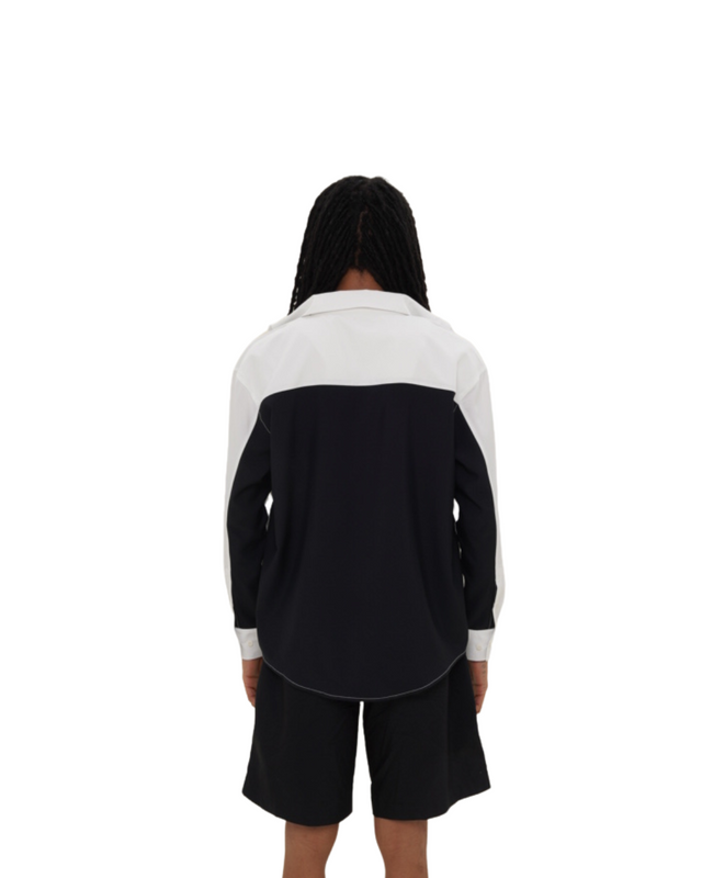 Back view of male model in Vault Urban monochrome Stay Fresh shirt – wrinkle-resistant shirt