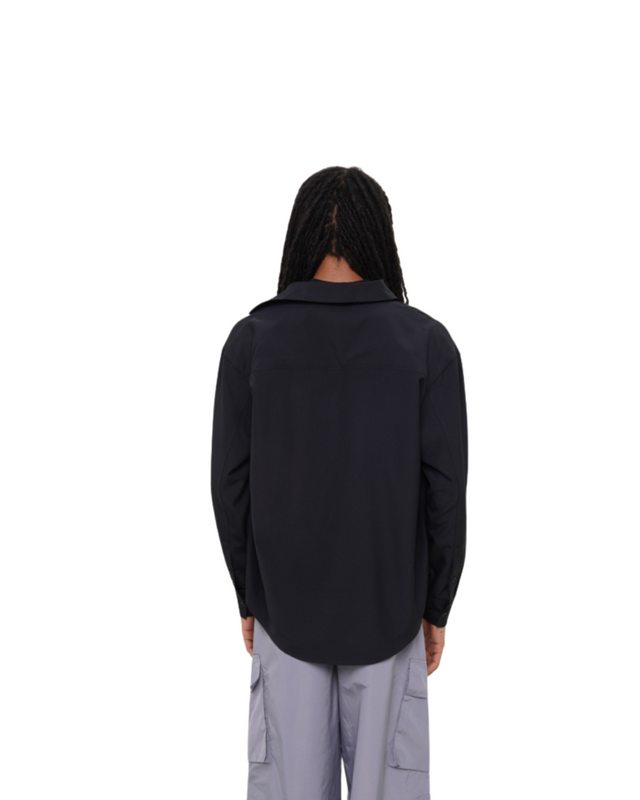 Back view of Vault Urban Stay-Fresh Wrinkle-Free Shirt in Black Male Fit