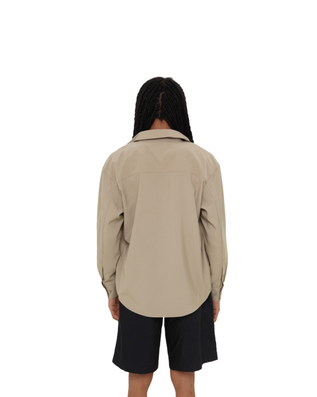 Back view of Vault Urban Stay-Fresh Wrinkle-Free Shirt in Taupe Male Fit